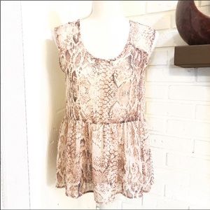 Vintage Havana Snakeskin Print Chiffon Tank
